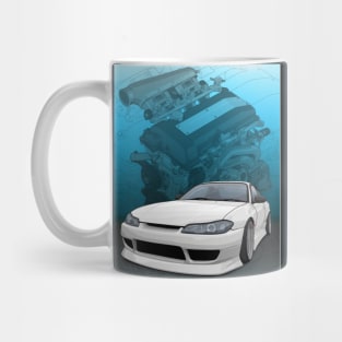 Silvia S15 with SR20 background Mug